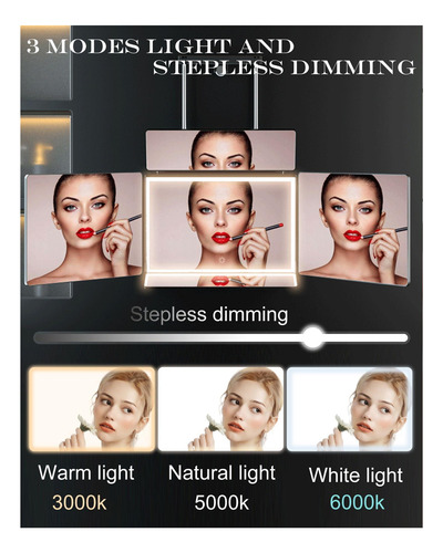 Espejo De 5 Vías Con Luz Para Cortar El Pelo Propio, Espejo