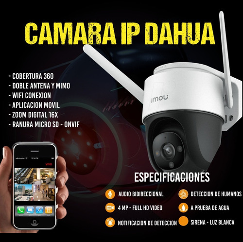 Imagen 1 de 1 de Cámara Dahua Cruiser Wifi 360 Full Color Onvif 1080p Audio A