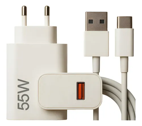 Carregador Turbo 55w Fonte Usb Cabo Tipo C 1 Metro