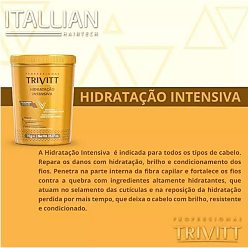 Kit Trivitt 2 Shampoo 1l E 1 Mascara Hidratação 1kg Itallian