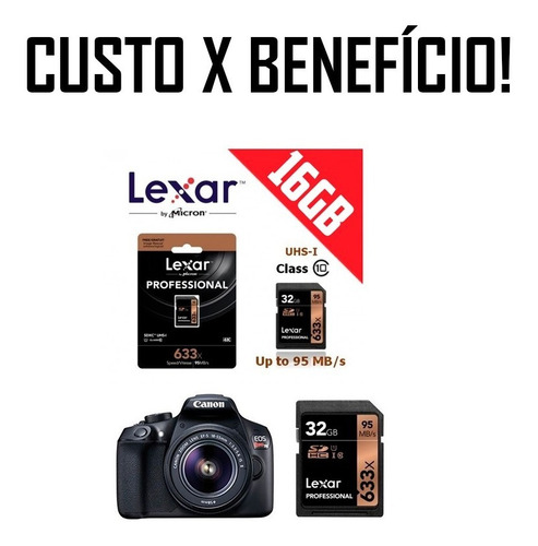Cartão De Sdhc 16gb Lexar Profissio 633x 95mb + Brinde