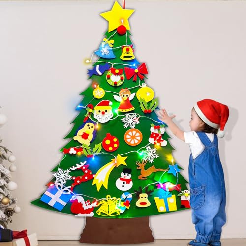 Árbol De Fieltro Iluminado De 4 Pies Niños Pared Jueg...