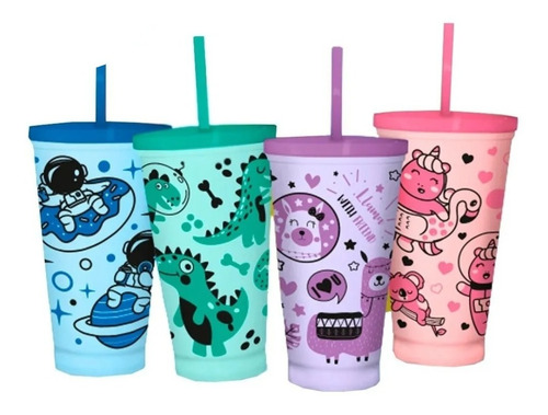 Vaso Reutilizable Tapa Sorbete Colores Diseños Souvenirs 