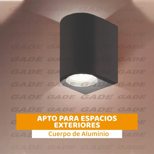 Imagen 3 de 9 de Aplique Pared Exterior Bidireccional Curvo Apto Led Gu10