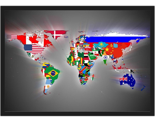 Quadro Decorativo Mapa Mundo Com Moldura Salas Decorar Rc15