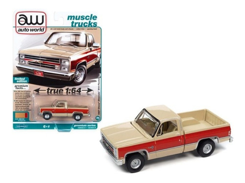 Aw 1:64 1987 Chevrolet Silverado Pickup Café Rojo Camioneta