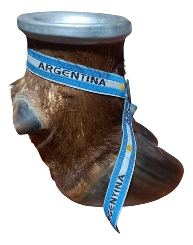 Mate De Pezuña De Vaca .de Madera..leer Bien Marrón Personalizado (Usado)