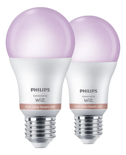 Pack 2 Ampolletas Led E27 Philips Smart 60 W Luz Rgbw Multicolor