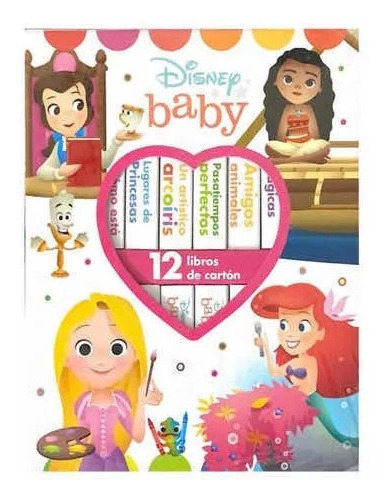 Estuche De 12 Libros De Cartón Pasta Dura Disney Baby Prince