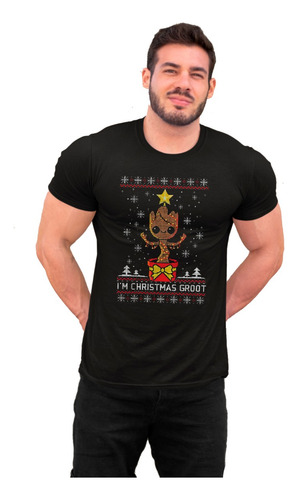 Playera Negra De Navidad De I M Christmas Groot En Oferta
