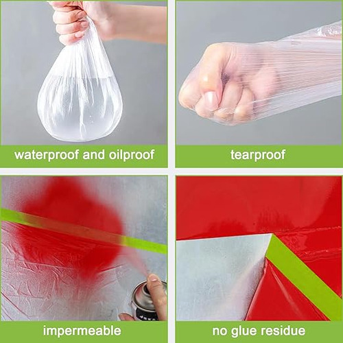 2 Rollos, Cinta Adhesiva Con Plástico Protector Para Cubrir