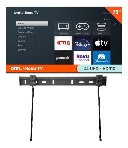 Onn Television 75'' 4k 2160p Led Smart Roku Tv 100044717  (Reacondicionado)