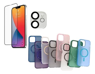 Funda Magsafe Para iPhone Color Traslucido + Protectores