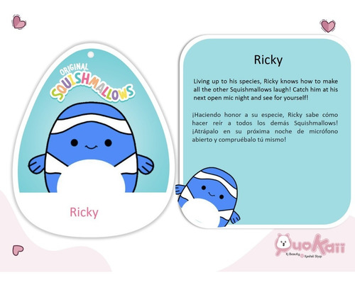 Squishmallow Ricky Blue Clownfish 12in