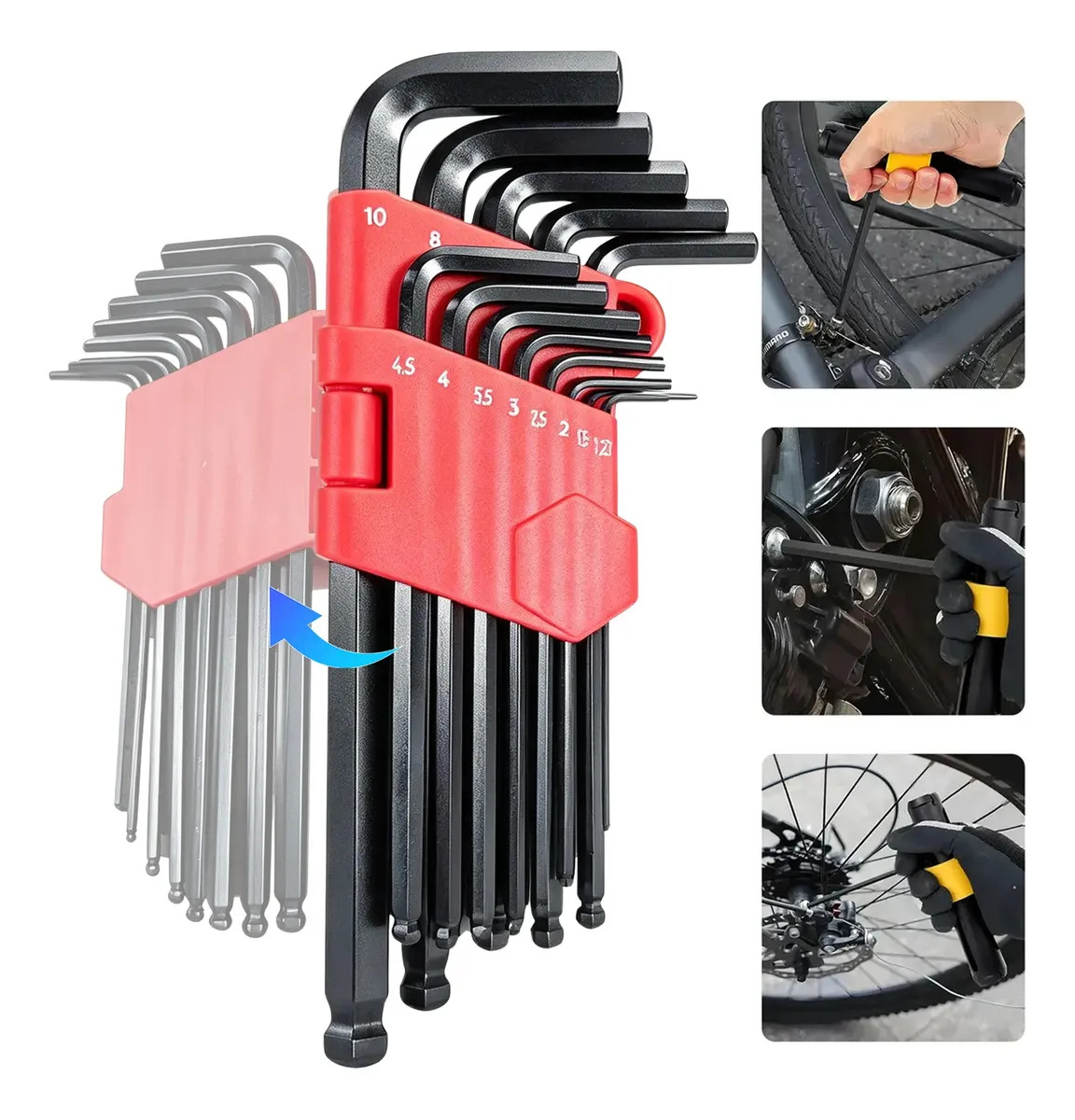 Kit Chave Allen Alen, Jogo Chave Hexagonal Chave L, Jogo de Chave Alen 13Pcs, Jogo Chave Allen Completo 1.27-10mm, Jogo Chave Allen Longa Ferramentas Manuais Profissionais Manutenção Automotiva