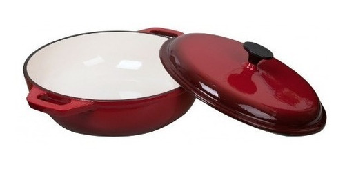 Imagen 4 de 6 de Caldero Con Tapa Cast Iron 30 X 8.5 Cm - Roja - 5 Litros