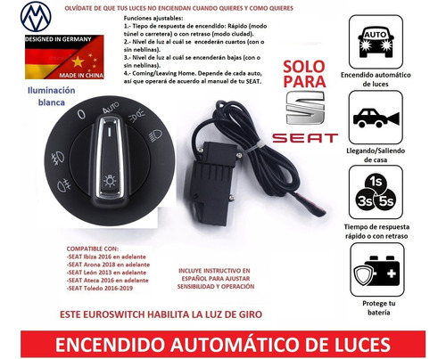 Euroswitch Sensor Luces Automáticas Seat Ibiza León Toledo