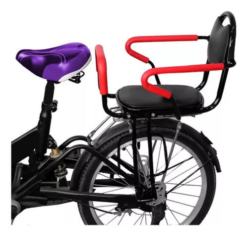 Asiento Trasero De Bicicleta Con Reposapiés De Metal Negro