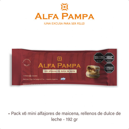 3 Packs Mini Alfajores Alfa Pampa De Maicena 192 Gr