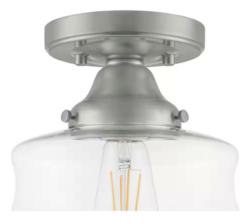 Lampara De Techo Semiempotrable 10'' Vintage Moderna 60w Estructura Plateado