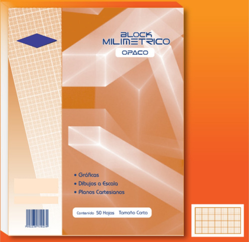 Block De Dibujo Milimétrico Opaco Tam.carta 75 Gr 50 Hojas