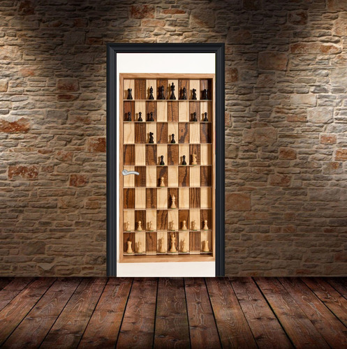 Vinilo Para Puerta Ajedrez Chess Vinilo Deco Juego Game M7