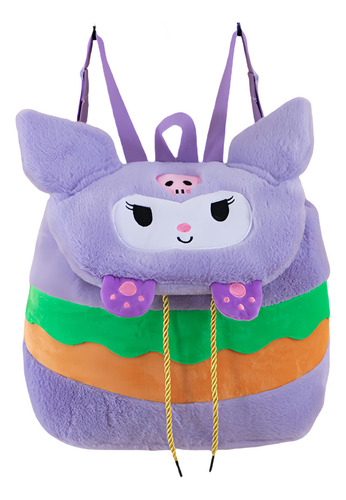 Mochila De Felpa Para Niños Ins Style Koromi Cinnamoroll Color Violeta Diseño De La Tela Lisa