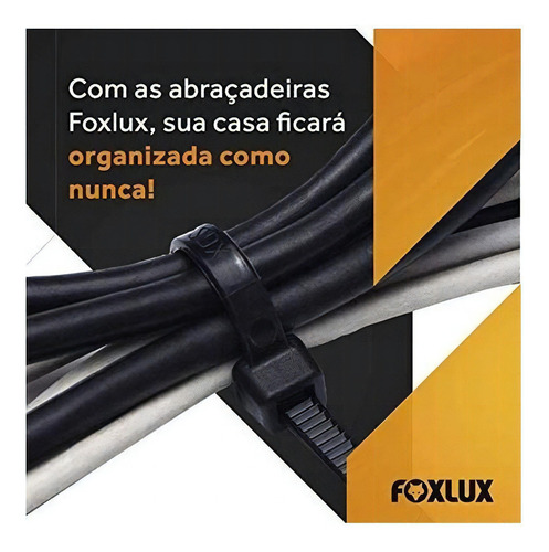 Abraçadeira De Nylon Foxlux 370mm X 7,0mm Pct 50 Unidades Cor Preto