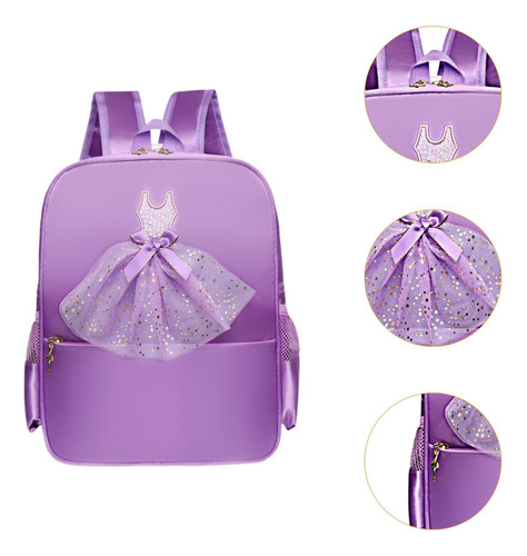 Mochila De Baile De Ballet Con Bolsa De Encaje Violeta