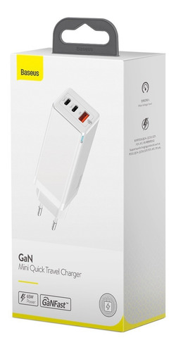 Carregador Baseus Ccgan-b02 Gan Turbo 65w 1*qc 2*pd Branco