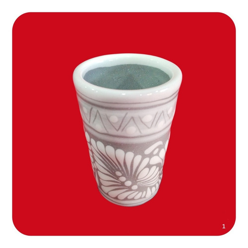 Imagen 3 de 6 de Set 60 Tequileros De Talavera Poblana Gris Blanco Shot 50 Ml