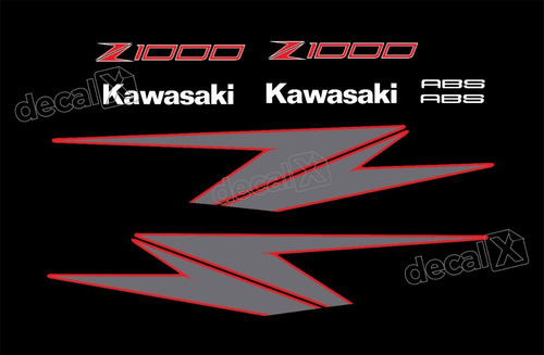 Adesivos Lateral Compatível Kawasaki Z1000 2012 Preta Kit 03 Cor KAWASAKI Z1000 ABS- PRETA
