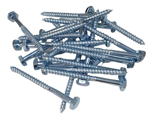 100 Tornillos Tirafondo Hexagonal Zincado 3/16 X 2½ - 63mm