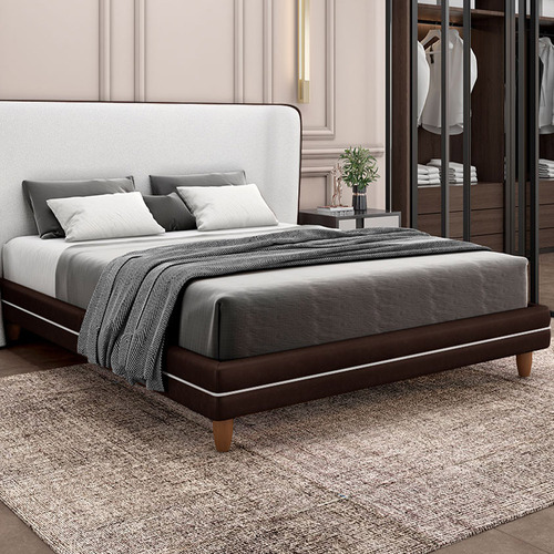 Cama Avulsa Para Colchão King Torres Madeira Pu Marrom