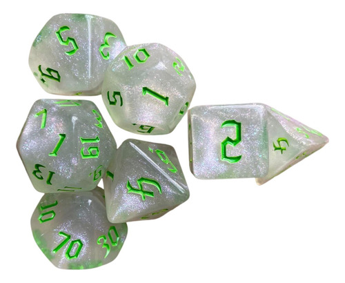 2 Juego De 7 Dados Poliédricos, Verde Verde2 Verde Verde2