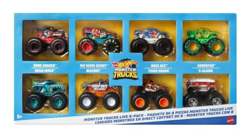 Hot Wheels Monster Truck Trucks Set De 8 Vehiculos
