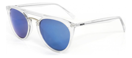 Óculos De Sol Hupi Ibiza Cristal Lente Azul Espelhado Cor Transparente