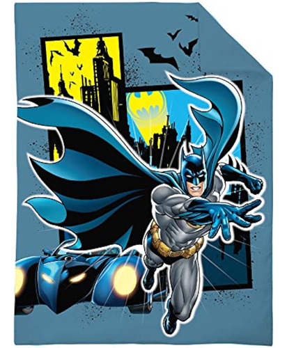 Batman - Azul Amarillo Y Gris Juego De Cama Para Niños Peque