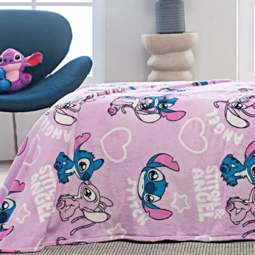 Manta Cobertor Flannel  Solteiro Stitch Original Disney