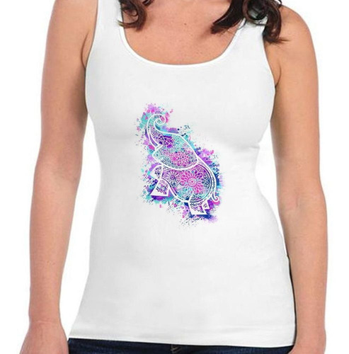 Musculosa Elefante Con Mandalas Coloridos