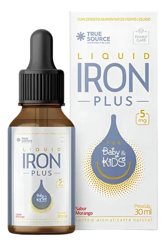 Iron Plus Líquido 30ml Ferro Infantil Sabor Morango True Source