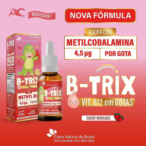 Kit 5x B-trix Vit B12 Em Gotas Kids 20ml Sabor Morango Flora