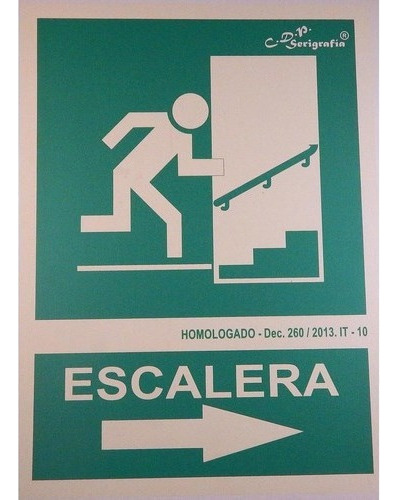 Cartel De Salida Escalera Derecha Sube