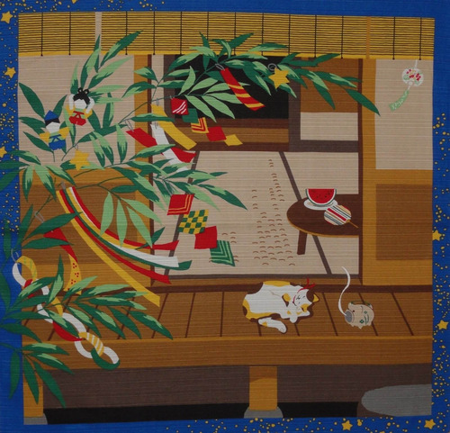Furoshiki Decoracion Para Festival Gato Tanabata Tela In