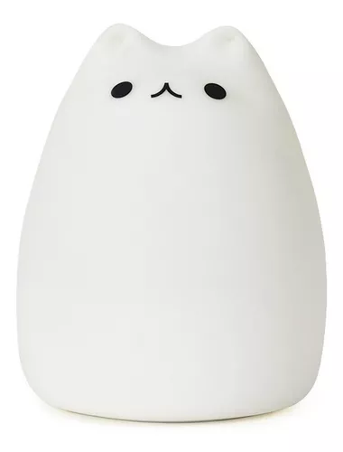  Goline Lámpara LED de mesilla de noche con forma de gato,  multicolor silicona suave para habitación del bebé, control, blanco cálido  y 7 modos de luz sensible, 12 horas uso portátil.