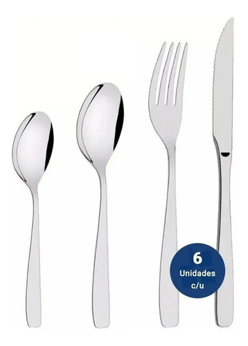 Set 24 Cubiertos Tramontina Cosmos Cuchillo De Asado