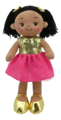 Muñeca Pepona Musical De Peluche Morena Brillos Importado