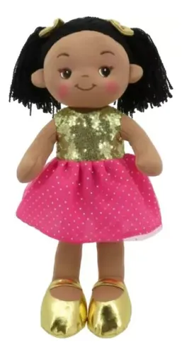 Muñeca Pepona Musical De Peluche Morena Brillos Importado