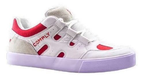 Tênis Comply Vulcan Branco Vermelho + Brinde