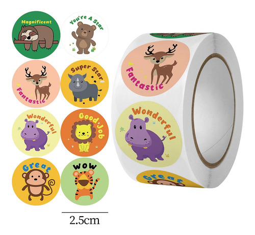 5 Paquete De 5-6 Pegatinas Redondas De Animales De 5 Piezas